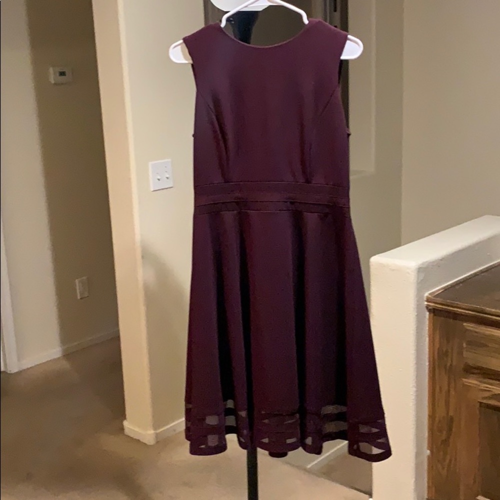 Calvin Klein fit and flare dress with mesh detail.
